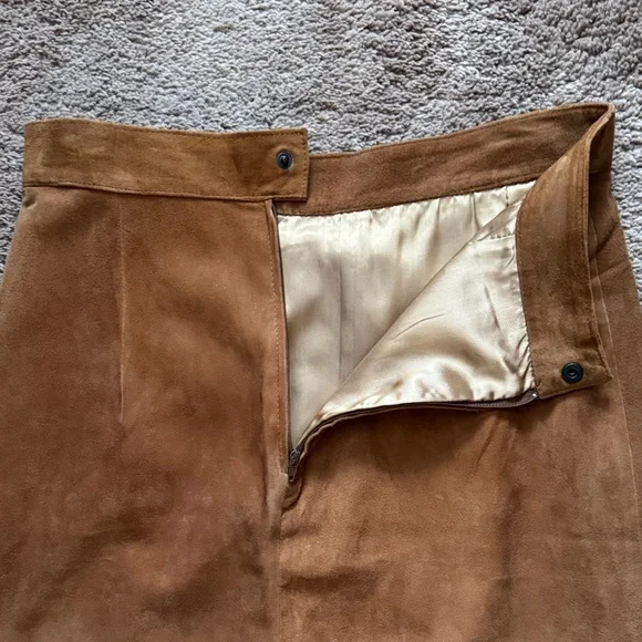 Vera Pelle Cognac Suede Skirt - Picture 4 of 4